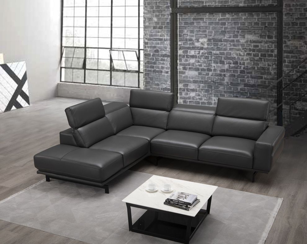 Adjustable slate gray leather sectional by J&M