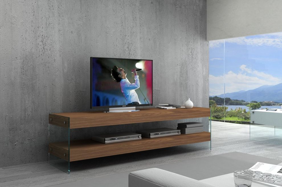 Walnut/glass contemporary TV Stand by J&M