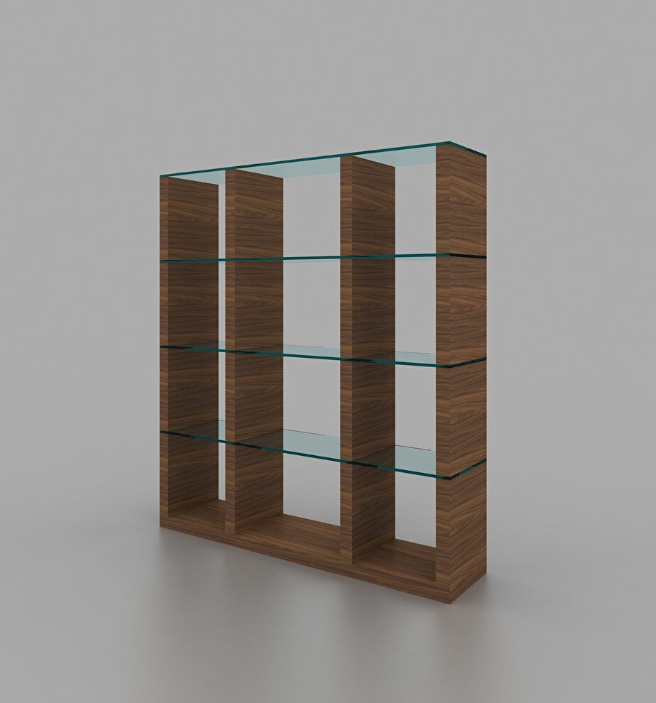 Walnut / glass contemporary style wall-unit by J&M