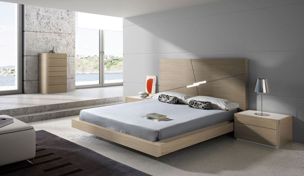 European design modern platform bed in beige by J&M