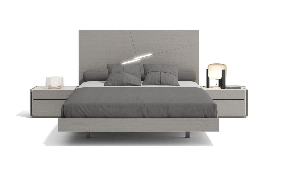 Modern gray finish king bed in minimalistic style by J&M
