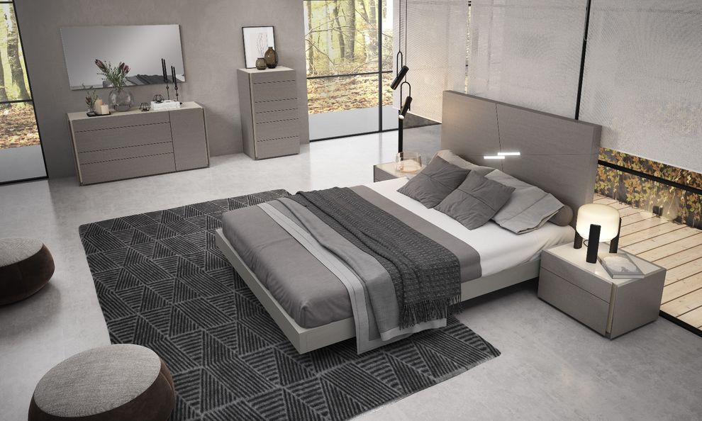 Modern gray finish profile bed in minimalistic style by J&M