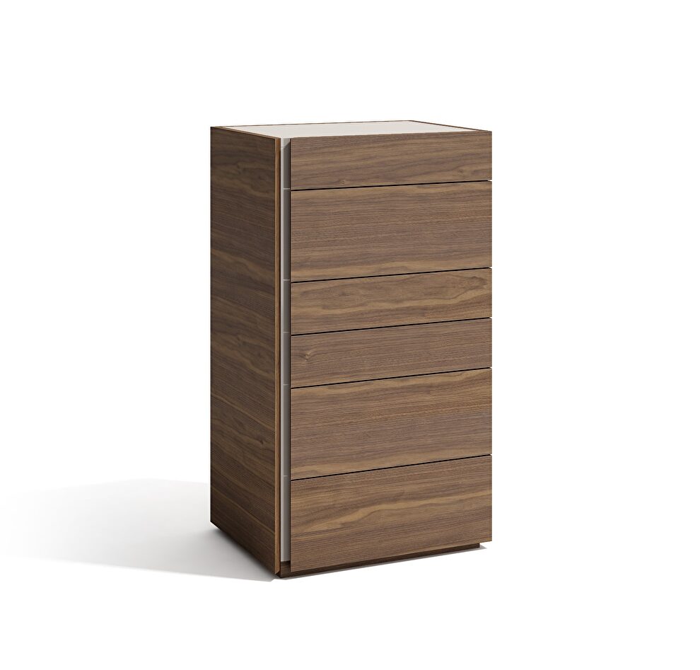 Modern walnut finish chest in minimalistic style by J&M