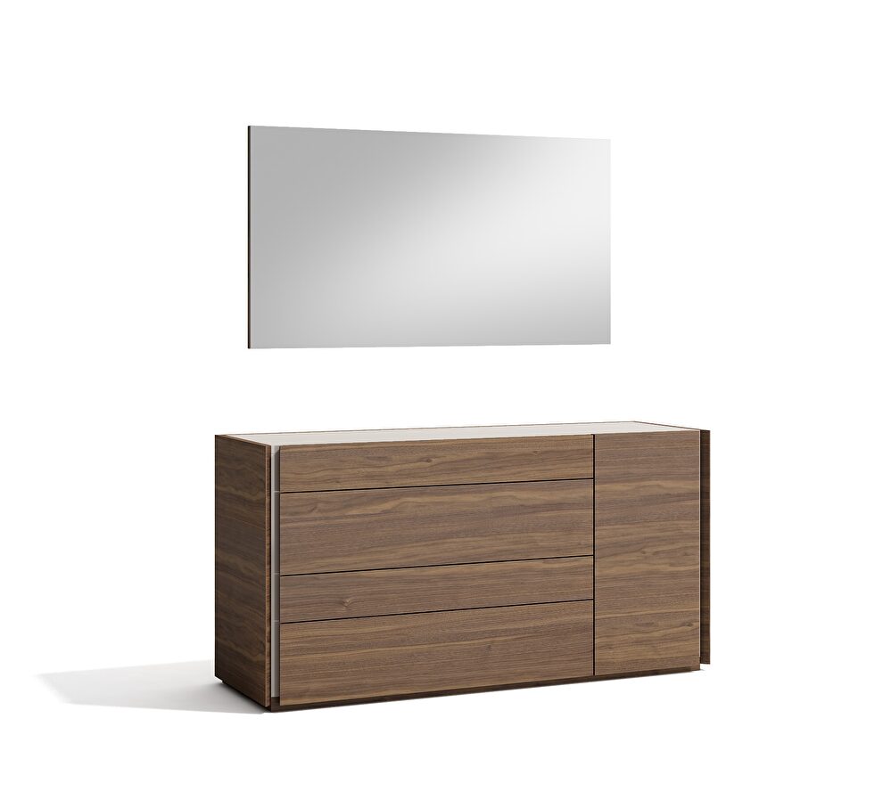 Modern walnut finish dresser in minimalistic style by J&M