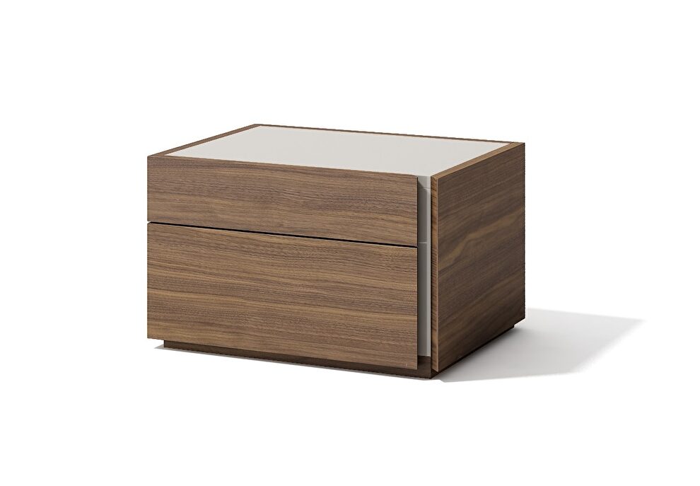 Modern walnut finish nightstand in minimalistic style by J&M