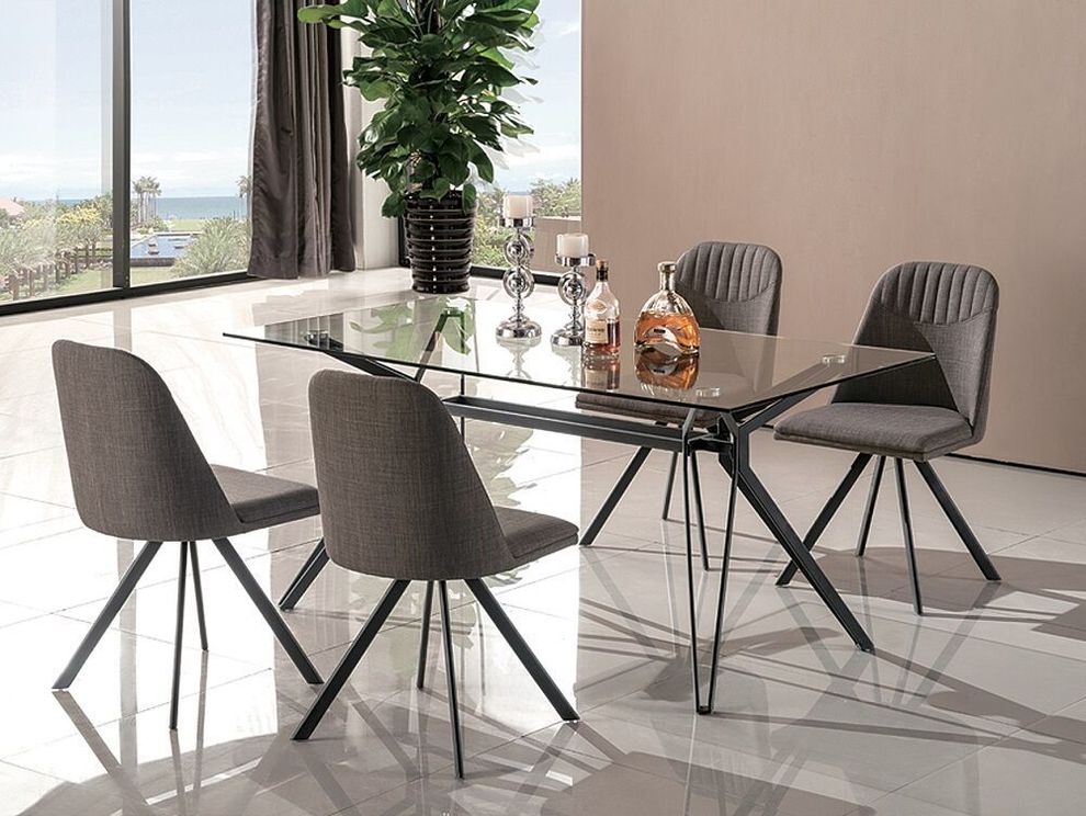 Casual style glass top dining table by J&M