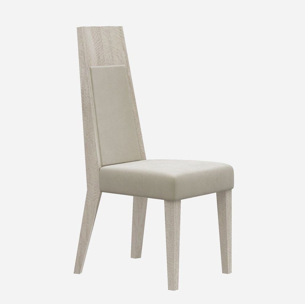 Light maple / beige / chrome modern dining chair by J&M