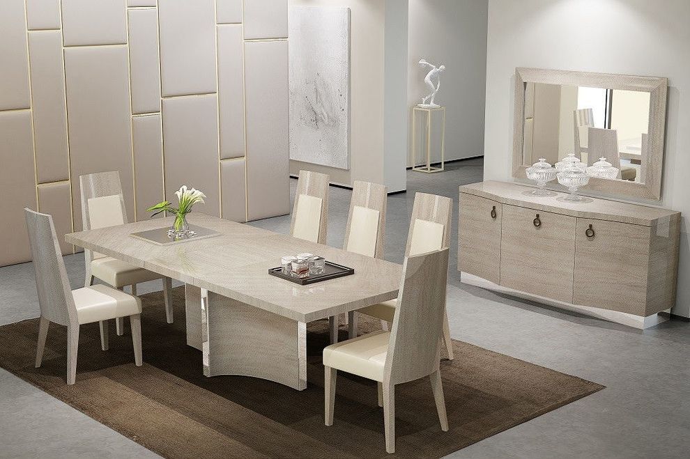 Light maple / beige / chrome modern dining table by J&M