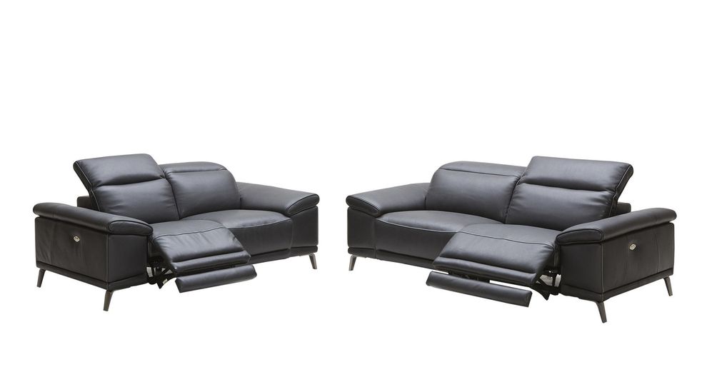 Grey leather premium reclining sofa by J&M