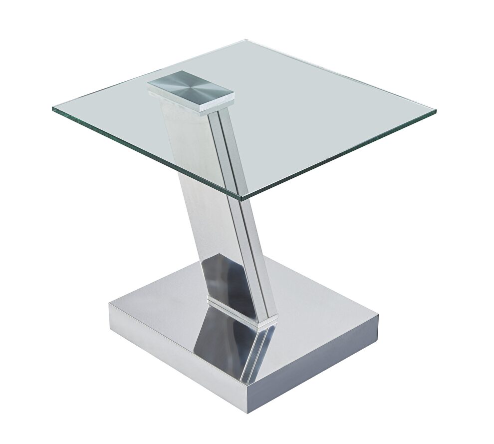 Chrome / glass end table w/ square top by J&M