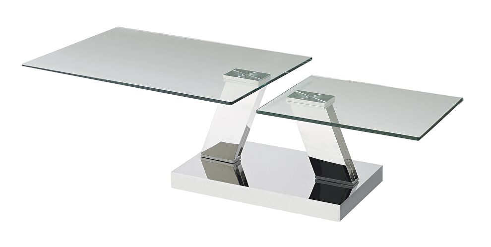 Chrome / glass coffee table w/ rotating top by J&M