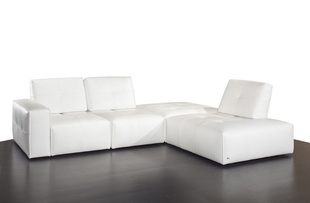 White top grain leather sectional sofa by J&M