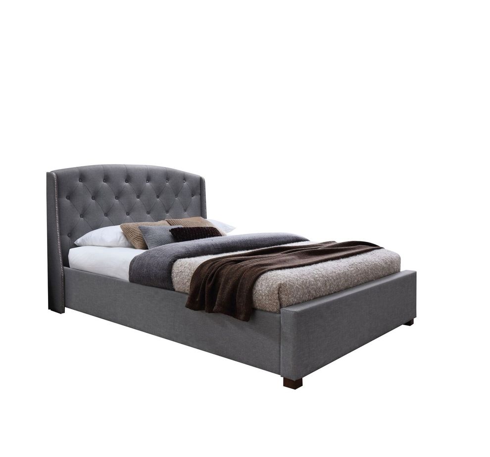 Tufted hb platform king bed in gray fabric by J&M