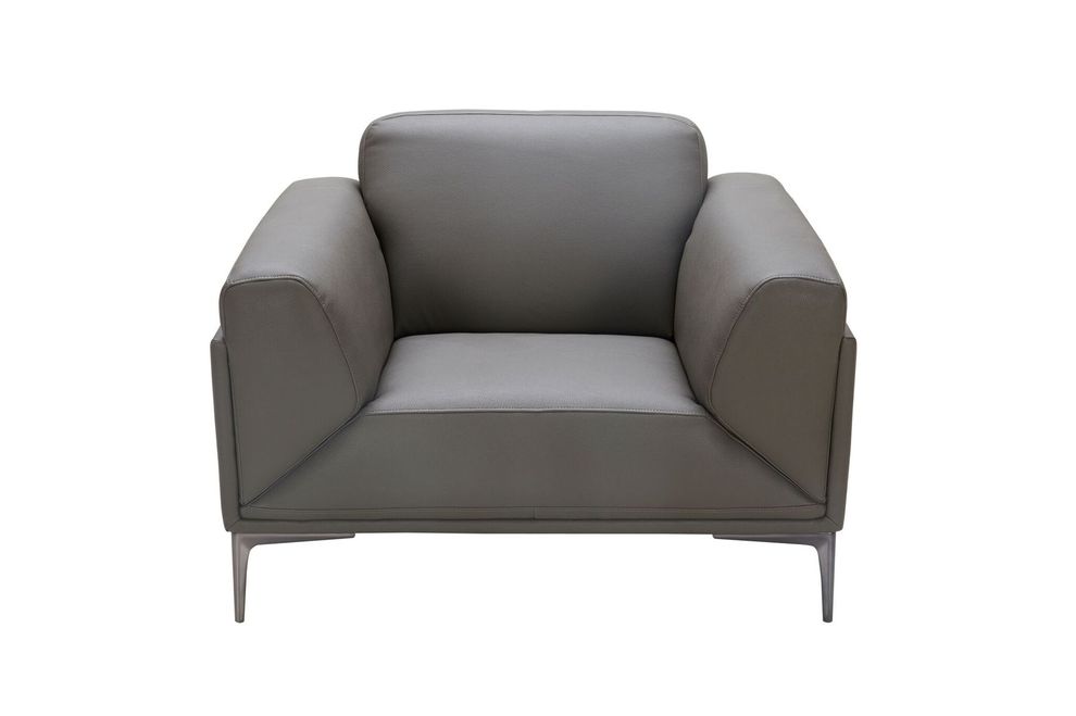 Gray leather contemporary chair by J&M