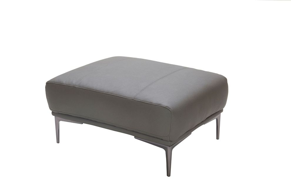 Gray leather contemporary ottoman by J&M