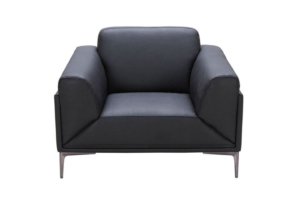 Black leather modern chair by J&M
