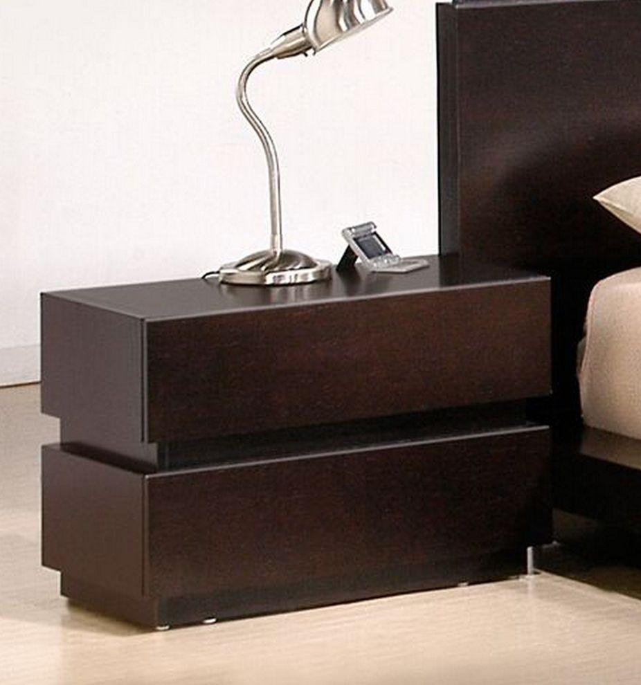 Brown quality wood low-profile nightstand by J&M