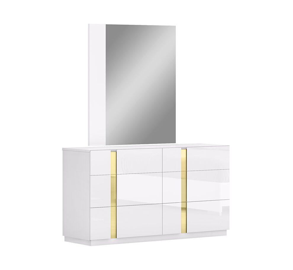 White / gold contemporary glossy dresser by J&M