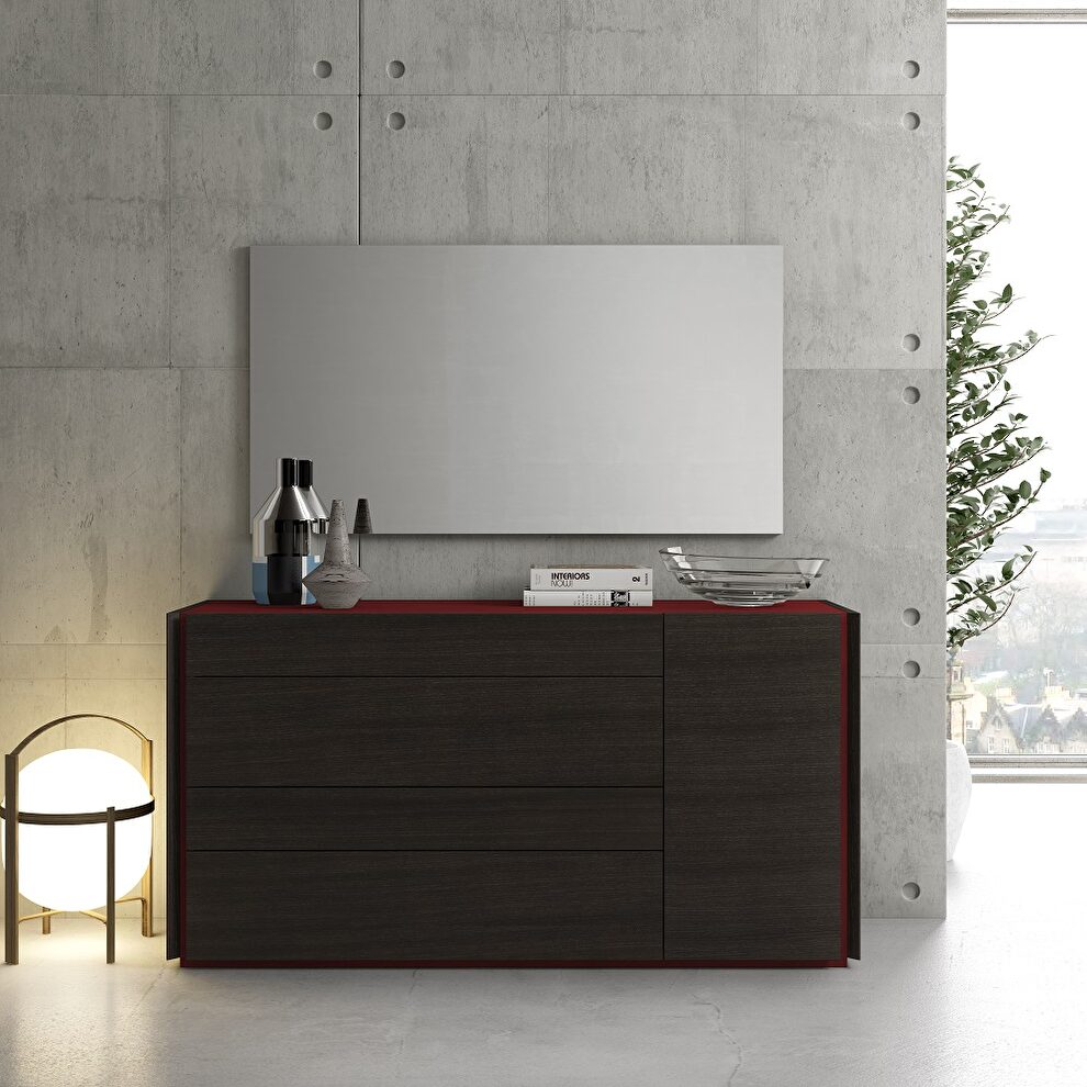 Modern red/wenge high-gloss dresser in brown / red by J&M