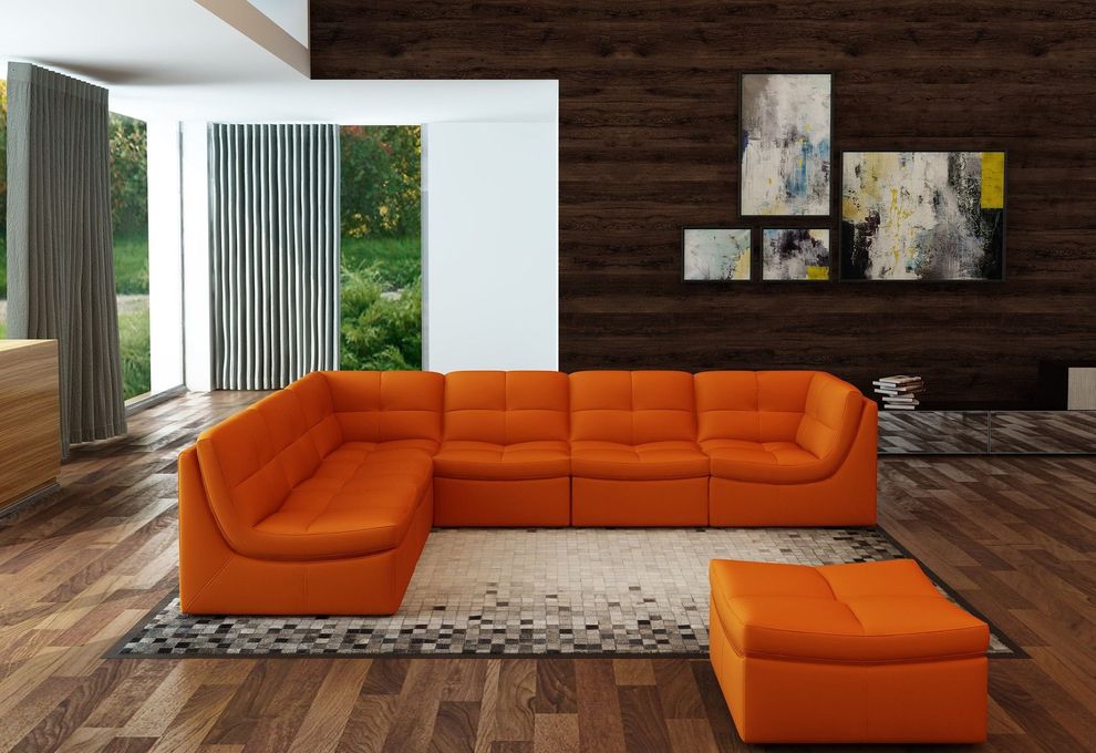 7pcs living room set in pumpkin leather by J&M