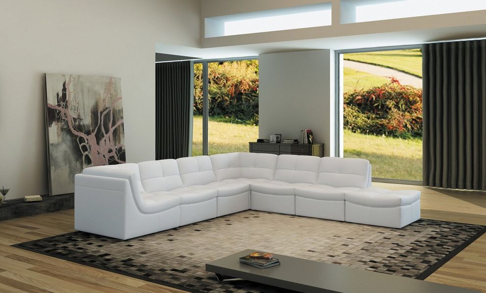 7pcs living room set in white leather by J&M