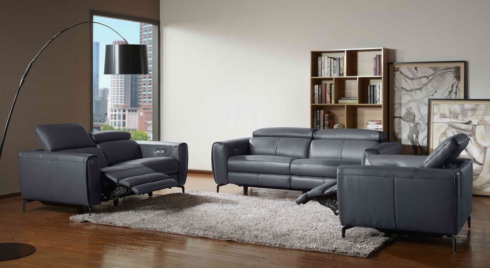 Premium Italian leather power motion sofa by J&M