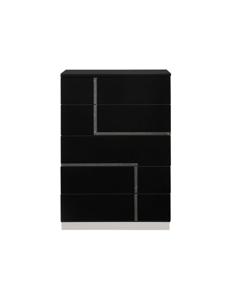 Black lacquer high-gloss finish chest by J&M