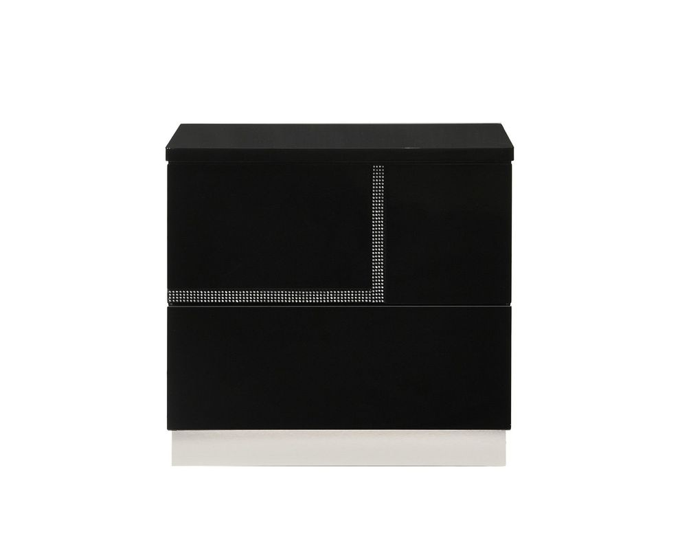 Black lacquer high-gloss finish nightstand by J&M