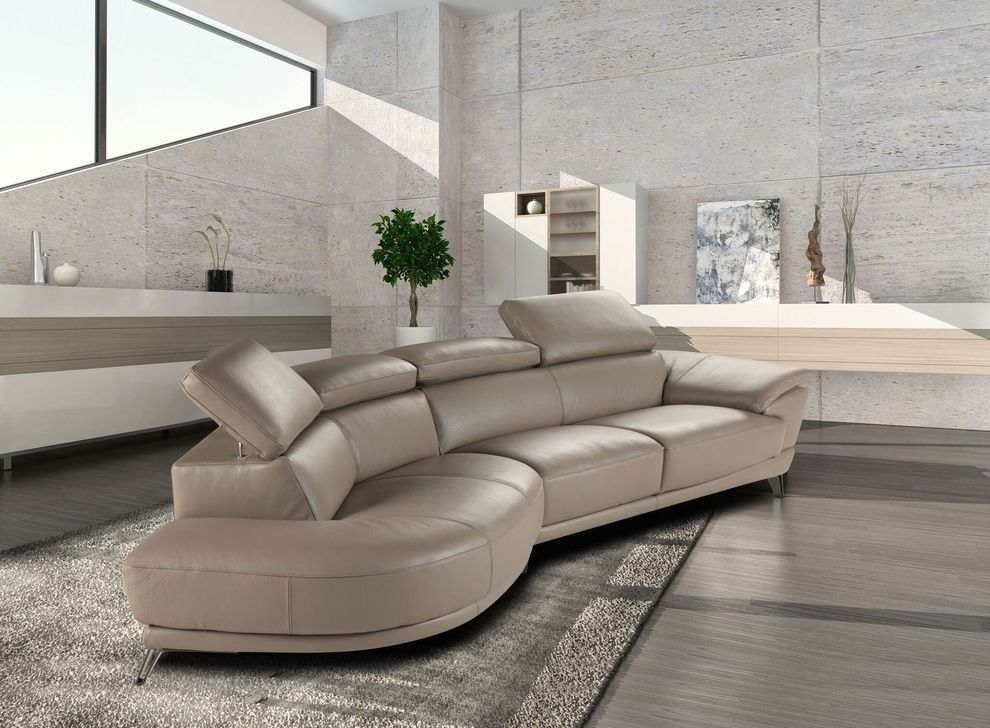 Premium quality sectional sofa in taupe leather by J&M