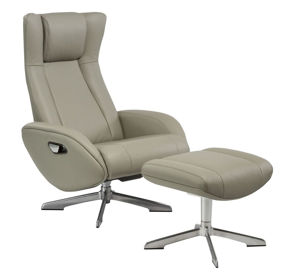 Recliner leisure lounger chair + ottoman set in gray by J&M