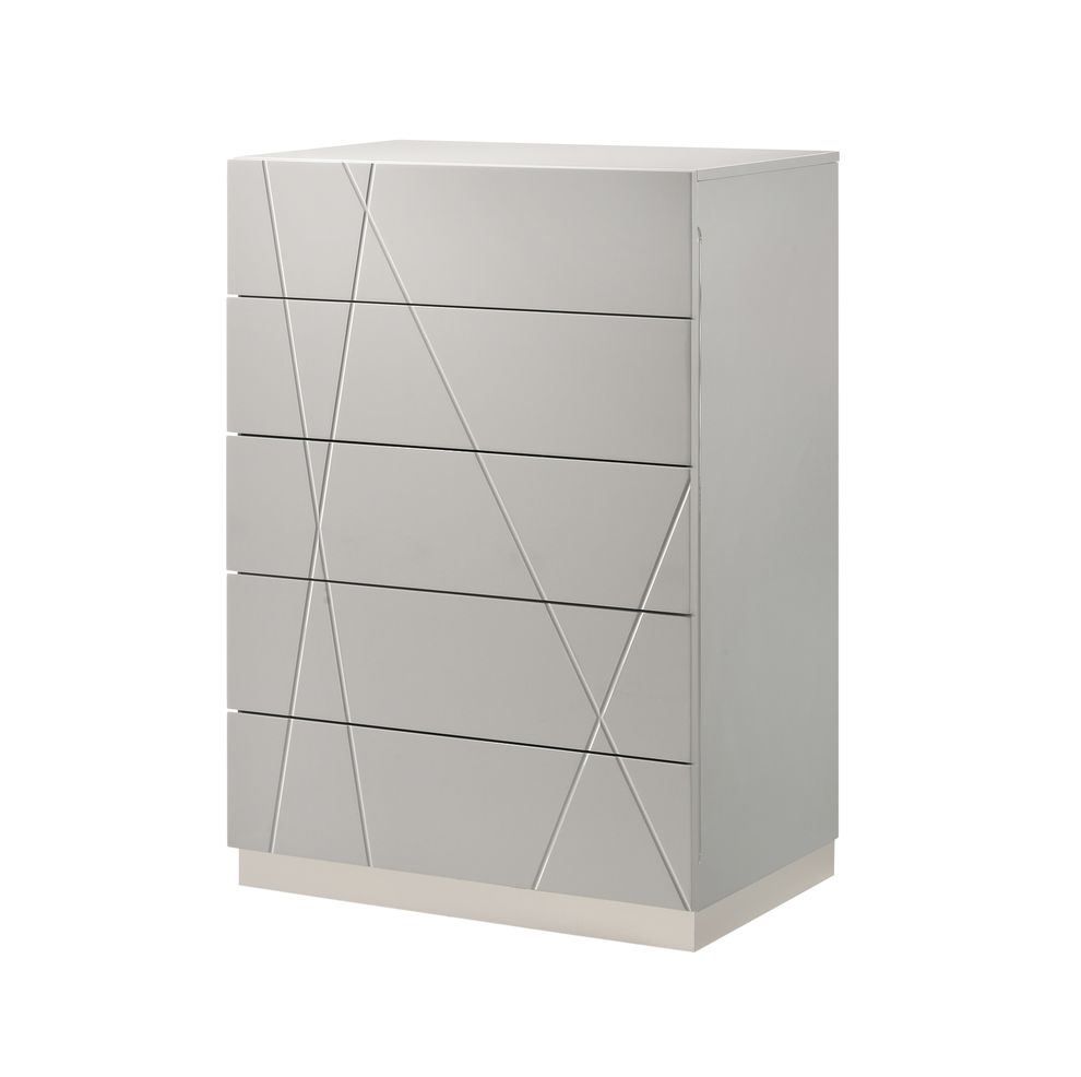 Contemporary high-gloss chest in light gray by J&M