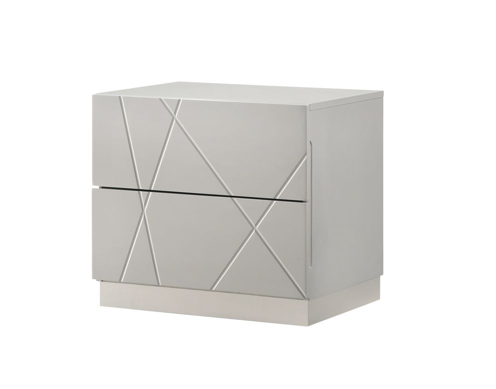 Contemporary high-gloss nightstand in light gray by J&M