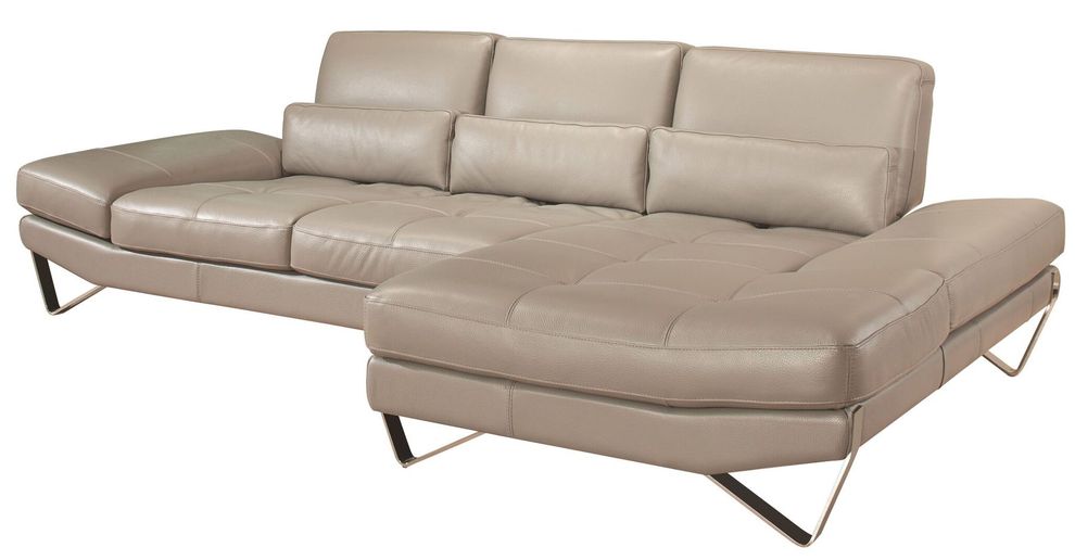 Gray Italian top grain leather sectional sofa by J&M