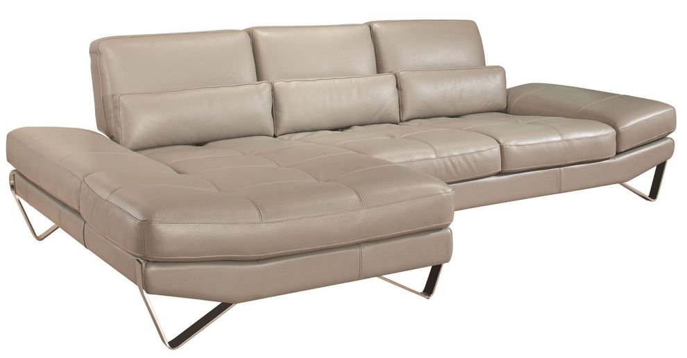 Gray Italian top grain leather sectional sofa by J&M