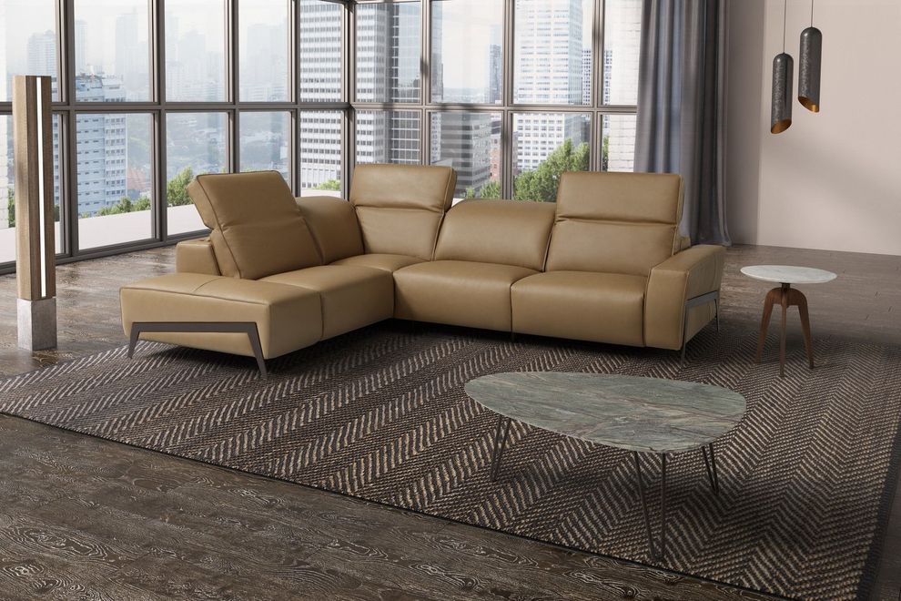 Motion premium Italian leather sectional sofa by J&M