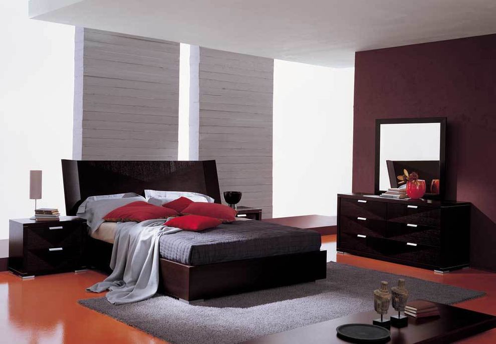 Modern dark brown platform bed by J&M