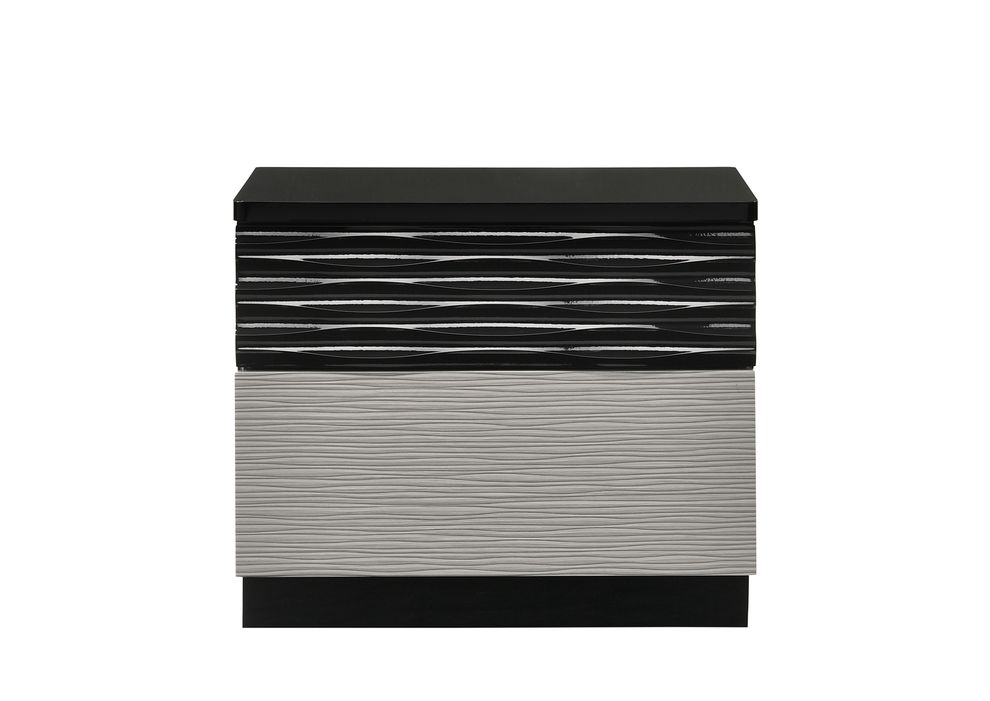 Black and gray lacquer finish nightstand by J&M