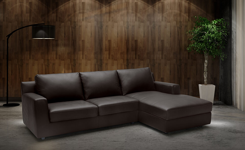 Brown full leather quality sectional w/ sleeper by J&M
