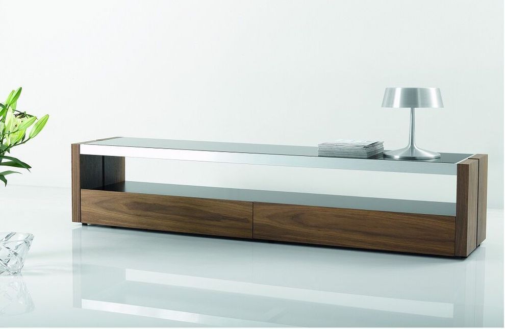 Aluminum/walnut contemporary TV Stand by J&M