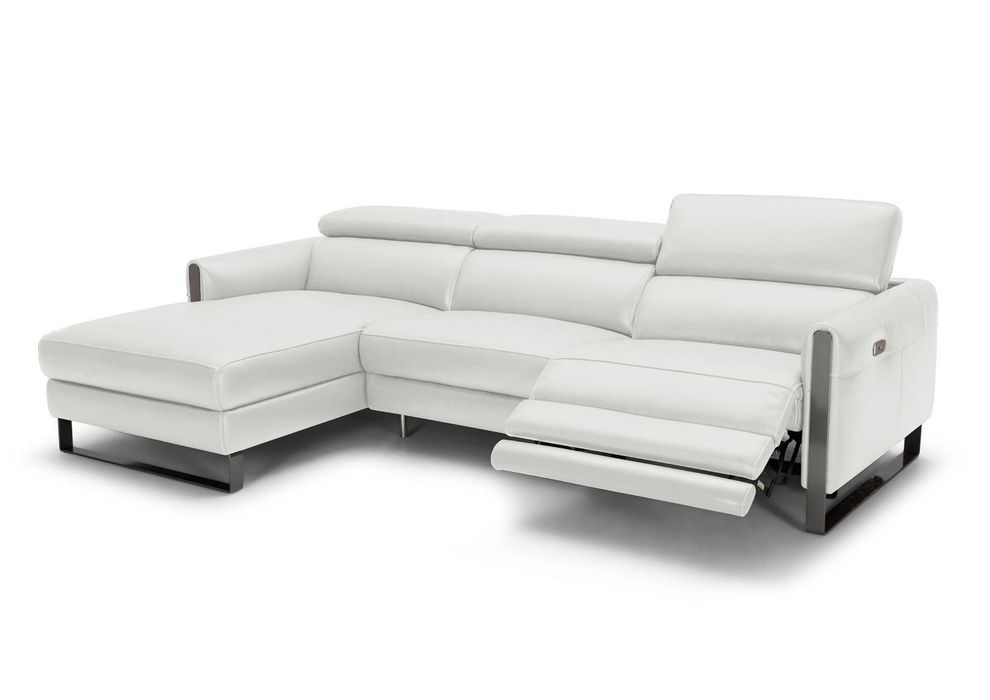 White premium leather power recliner sectional sofa by J&M