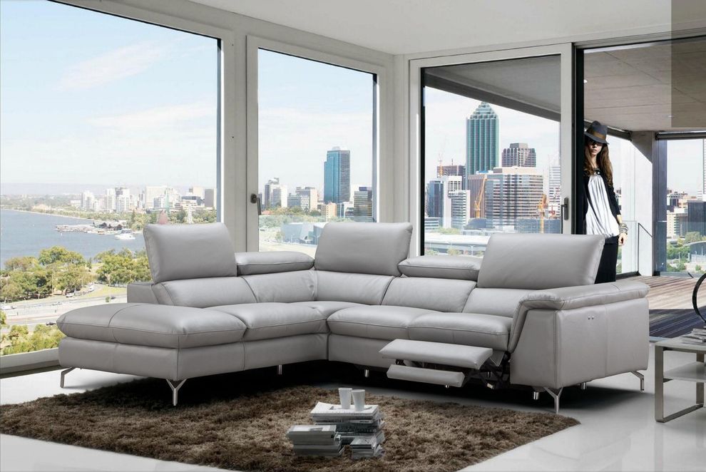 Elemental gray leather recliner sectional sofa by J&M