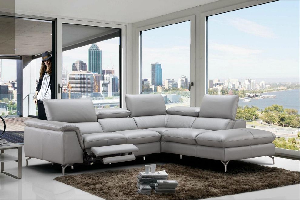 Elemental gray leather recliner sectional sofa by J&M