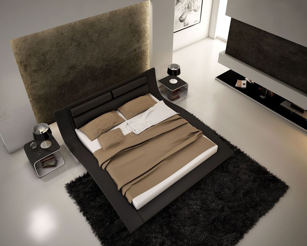 Modern black low-laying platform bed by J&M