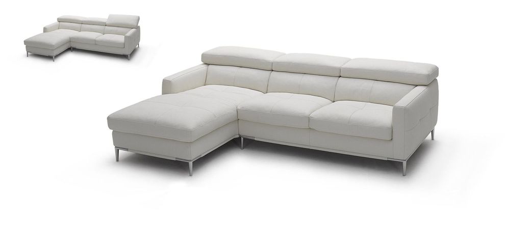 White Italian leather sectional sofa w/ metal legs by J&M