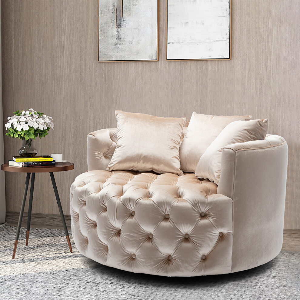 Beige modern akili swivel accent chair barrel chair for hotel living room by La Spezia