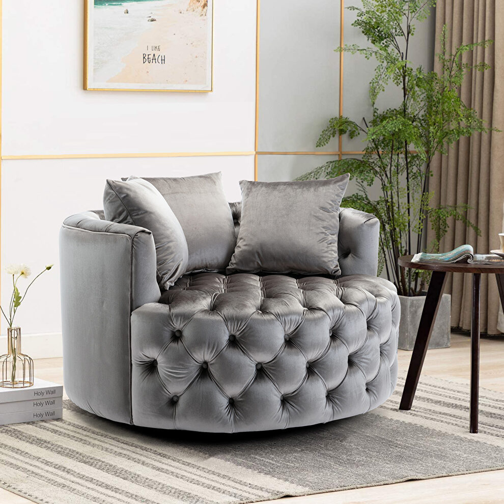 Silver gray modern akili swivel accent chair barrel chair for hotel living room by La Spezia