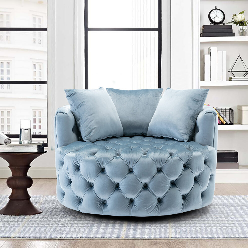 Light blue modern akili swivel accent chair barrel chair for hotel living room by La Spezia
