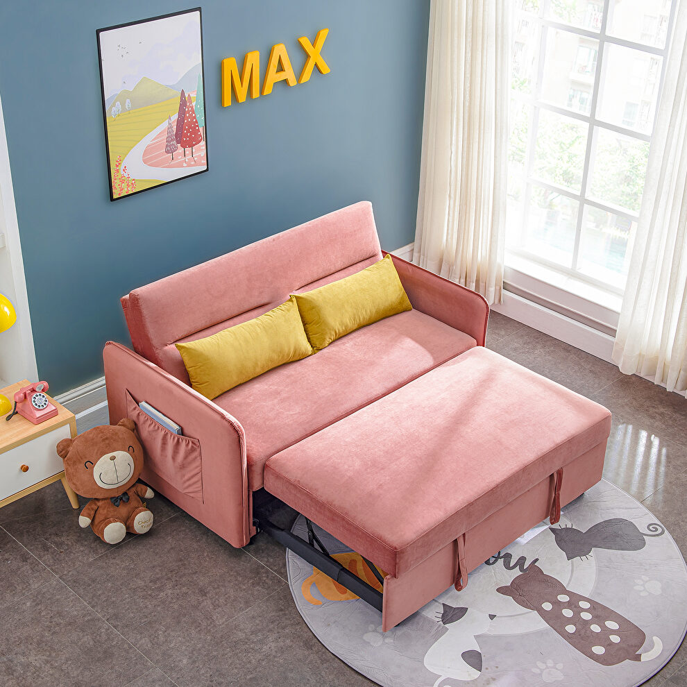 Pink compact soft velvet sofa bed pull-out sleeper 2 seater functional bed by La Spezia