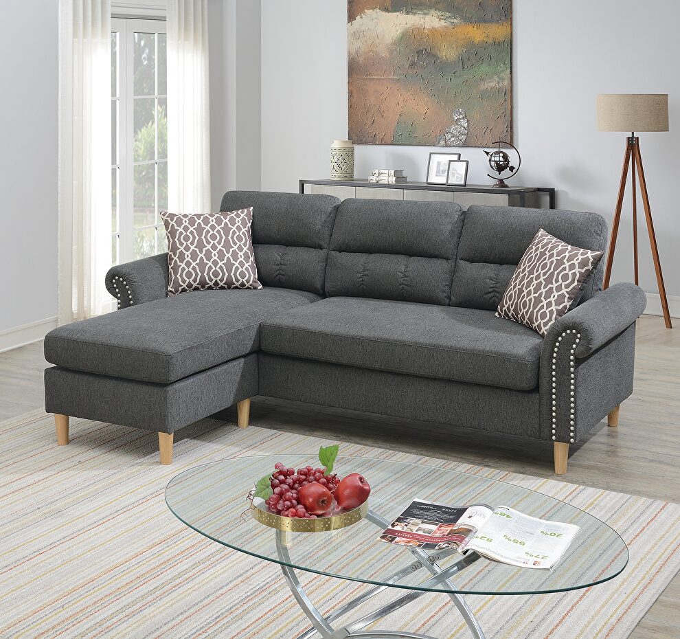 Gray color polyfiber reversible sectional sofa by La Spezia