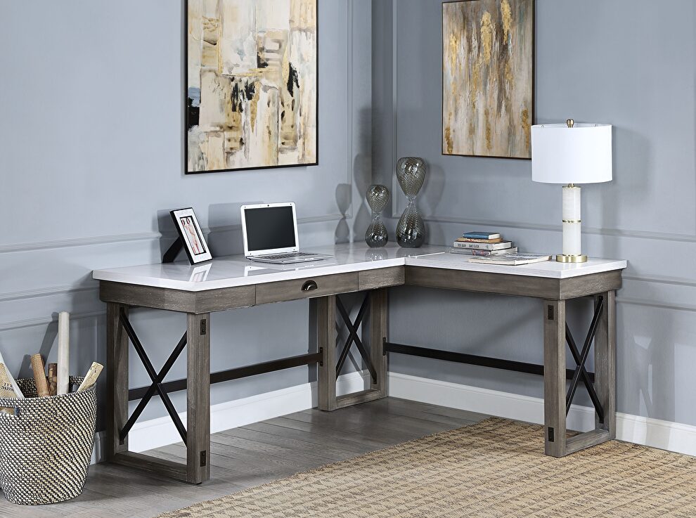 Writing desk with lift top in marble top amp weathered gray finish by La Spezia